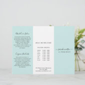 Elegant Beauty Salon Turquoise Trifold Brochure (Staand voorkant)