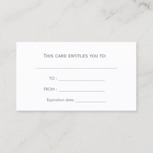 Elegant Beauty Therapy Salon Gift Certificate Kortingskaartje (Achterkant)