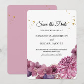 Elegant Beauty Waterverf Roze en Paarse orchideeën Save The Date (Voorkant / Achterkant)