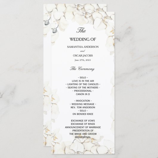 Elegant Beauty White Orchids Lijst Menu (Voorkant / Achterkant)