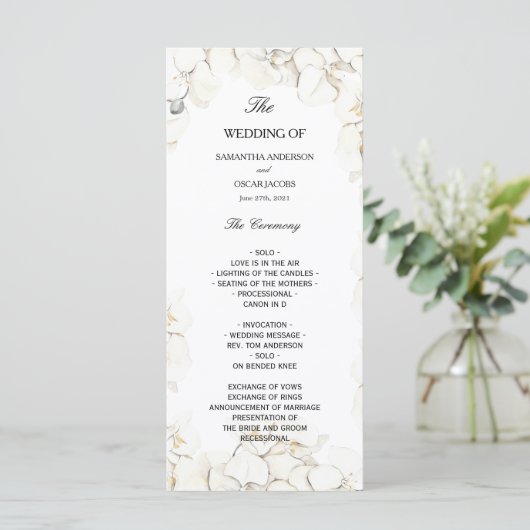 Elegant Beauty White Orchids Lijst Menu (Staand voorkant)