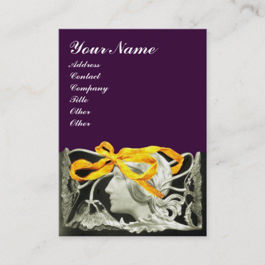 ELEGANT BEAUTY zwart-wit, geel paars Visitekaartje (Voorkant)