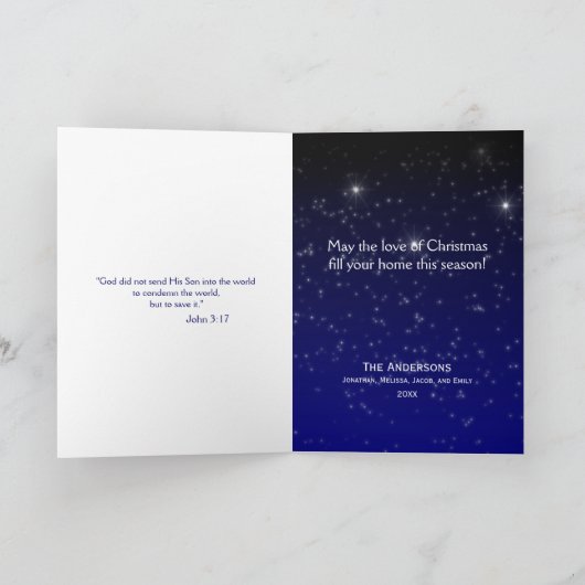 Elegant Because of Love Scripture Christmas Kaart (Binnen)