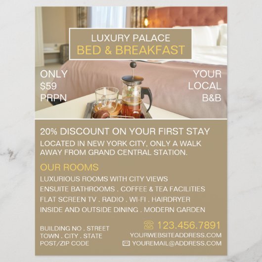 Elegant Bed & Breakfast Accommodatie Advert Flyer (Voorkant)