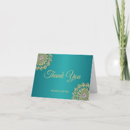 Elegant BEDANK JE DE Indische Mandala Blauwgroen b Bedankkaart