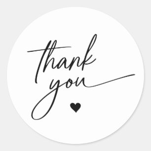 Elegant Bedank Script Hart Trouw Geschenk Ronde Sticker