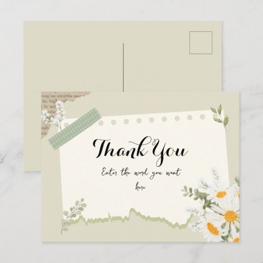 Elegant bedankje briefkaart (Voorkant / Achterkant)