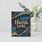 Elegant bedankje ontwerp met blauw en goud briefkaart (Staand voorkant)