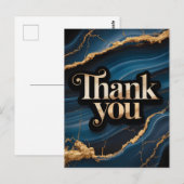 Elegant bedankje ontwerp met blauw en goud briefkaart (Voorkant / Achterkant)