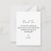 elegant bedankt baby shower 3 foto's collage notitiekaartje (Achterkant)