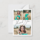 elegant bedankt baby shower 3 foto's collage notitiekaartje (Voorkant)