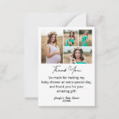 elegant bedankt baby shower 4 foto's collage notitiekaartje (Voorkant)