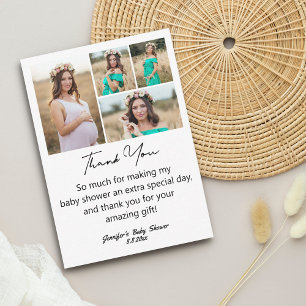 elegant bedankt baby shower 4 foto's collage notitiekaartje