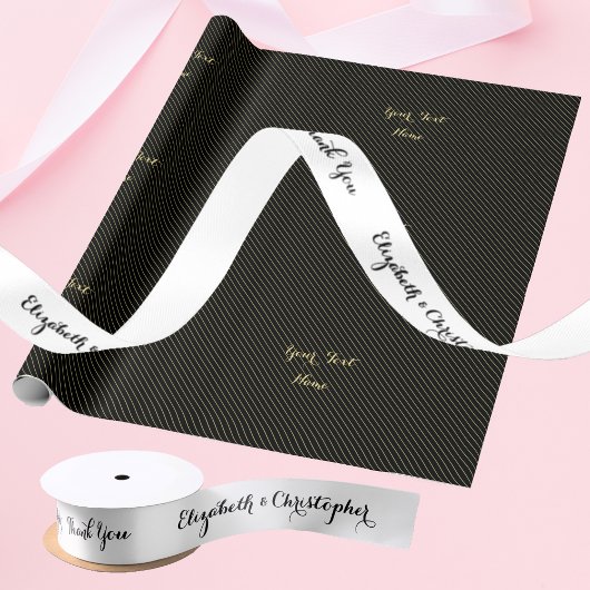 Elegant bedankt Black White Custom Weddenschap Fav Satijnen Lint