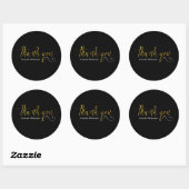 Elegant bedankt Faux Gold Foil Black Ronde Sticker (Vel)