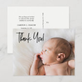 Elegant "Bedankt" Gepersonaliseerde Baby Geboorte  Briefkaart (Voorkant / Achterkant)
