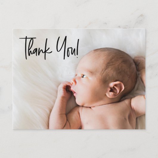 Elegant "Bedankt" Gepersonaliseerde Baby Geboorte  Briefkaart (Voorkant)