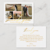 elegant bedankt je 4 foto ' s trouwcollage golden notitiekaartje (Voorkant / Achterkant)