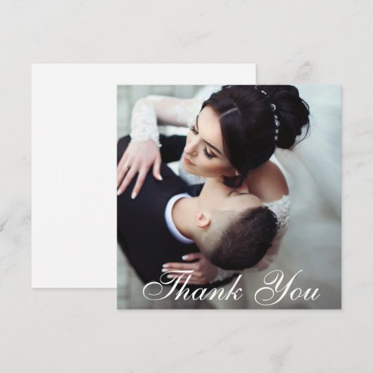Elegant bedankt je bruiloft fotokaartje Square (Voorkant / Achterkant)