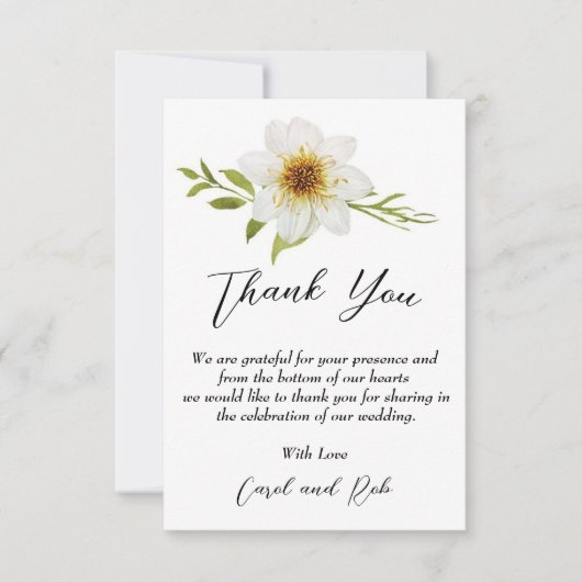 Elegant bedankt je kaart met witte bloemen (Voorkant)