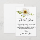 Elegant bedankt je kaart met witte bloemen (Voorkant / Achterkant)