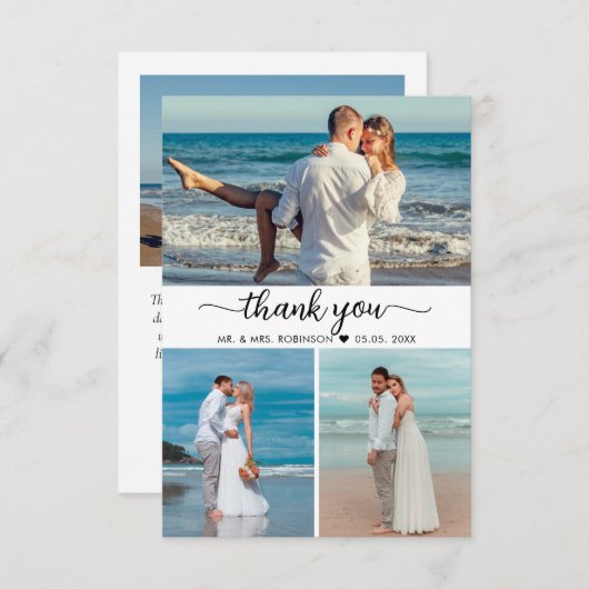 Elegant bedankt je script foto Collage Wedding (Voorkant / Achterkant)