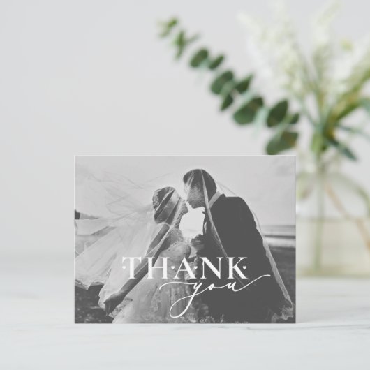 Elegant bedankt je script harthuwelijk briefkaart (Staand voorkant)