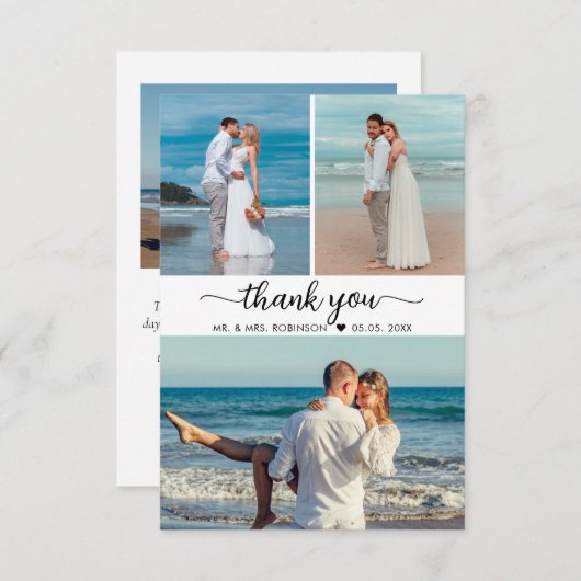 Elegant bedankt jullie collage bruiloft met kallig (Voorkant / Achterkant)