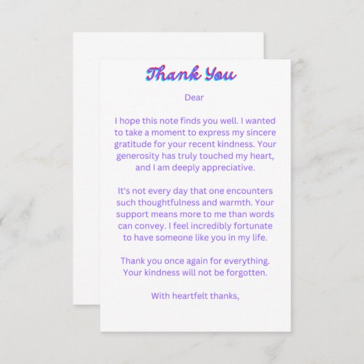 Elegant bedankt kaarten (Voorkant / Achterkant)
