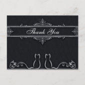 Elegant bedankt Katten, staarten, zwart-wit en zwa Briefkaart (Voorkant)