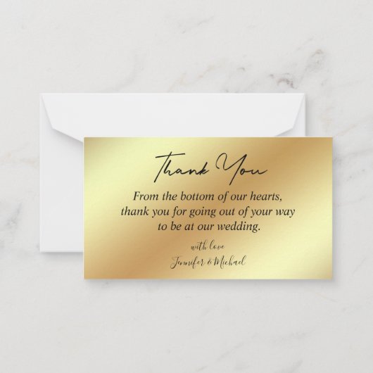 elegant bedankt retro disco goudchic bruiloft notitiekaartje (Achterkant)