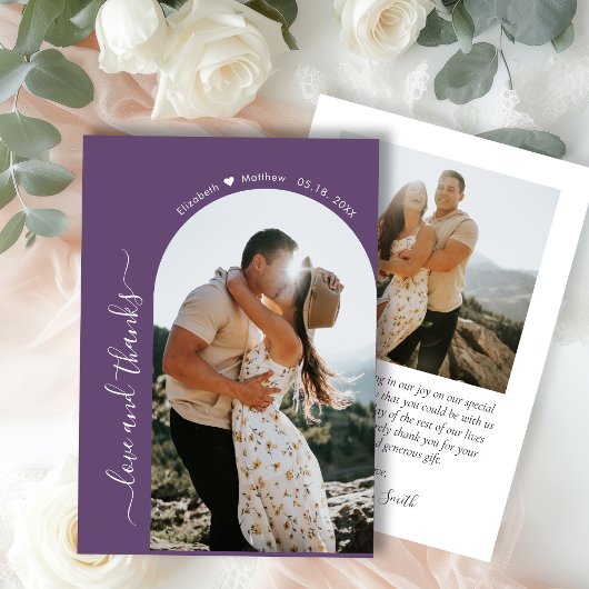 Elegant Bedankt Script Mauve 2 foto boog bruiloft