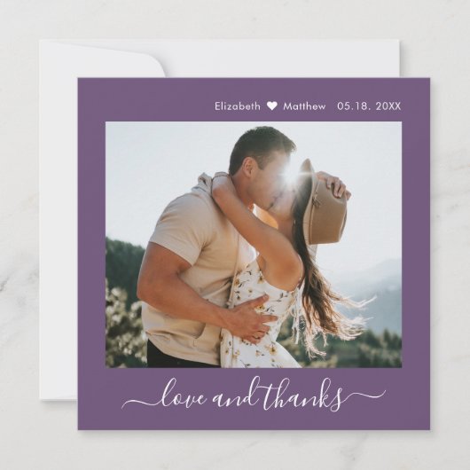 Elegant Bedankt Script Mauve 2 foto bruiloft (Voorkant)