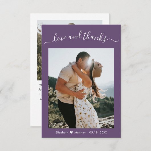 Elegant Bedankt Script Mauve 2 foto bruiloft (Voorkant / Achterkant)