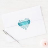 Elegant Bedankt Swirls Patroon Aqua Blue Hart Sticker (Envelop)