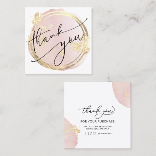 elegant bedankt vierkante visitekaartje (Voorkant / Achterkant)