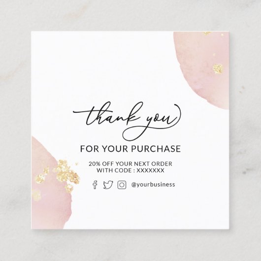 elegant bedankt vierkante visitekaartje (Achterkant)