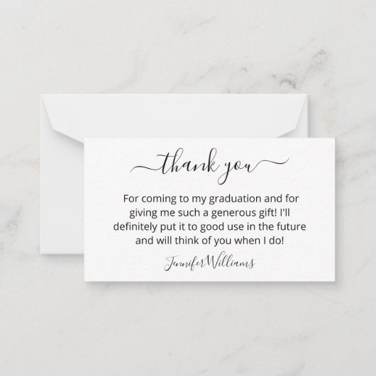 elegant bedankt voor het afstuderen van de kalligr notitiekaartje (Achterkant)