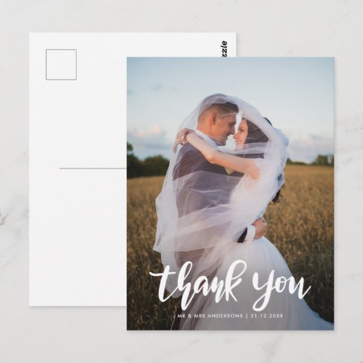 Elegant bedankt voor het vaste paar foto's bruilof briefkaart (Voorkant / Achterkant)