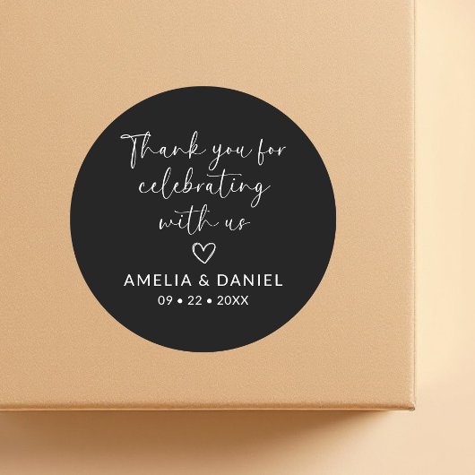Elegant bedankt voor het vieren met ons gunst ronde sticker