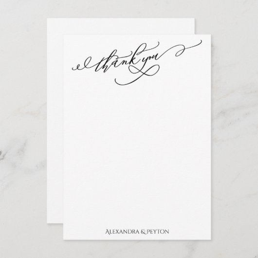 Elegant bedankt voor je kalligrafie zwart-wit (Voorkant / Achterkant)