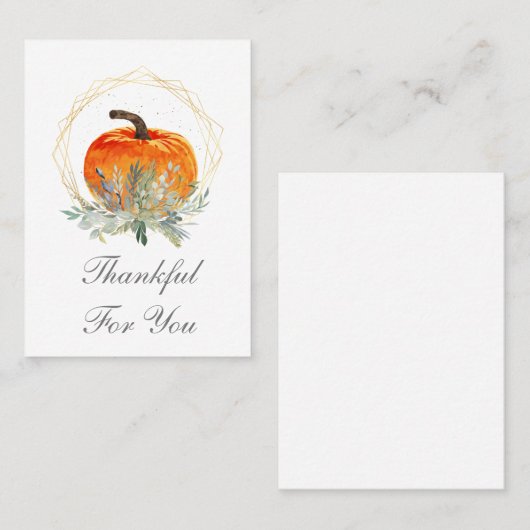 Elegant bedankt voor je pompoenThanksgiving Plaatskaartje (Voorkant / Achterkant)