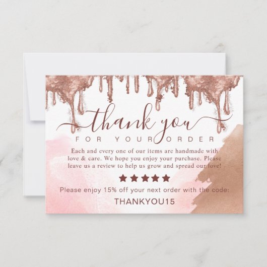 Elegant Bedankt voor uw bestelling Gold Glitter Dr (Voorkant)