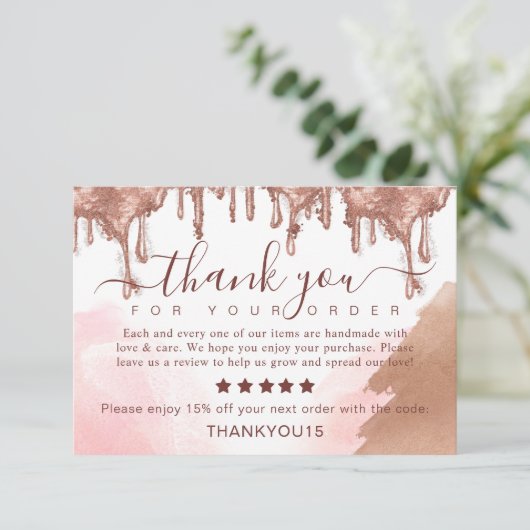 Elegant Bedankt voor uw bestelling Gold Glitter Dr (Staand voorkant)