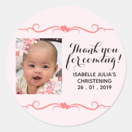 Elegant BEDANKT VOOR UW KOMST! doopSticker Ronde Sticker