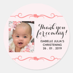 Elegant BEDANKT VOOR UW KOMST! doopSticker Ronde Sticker