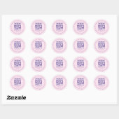 elegant bedankt voor uw zakelijke qr code roze paa ronde sticker (Vel)