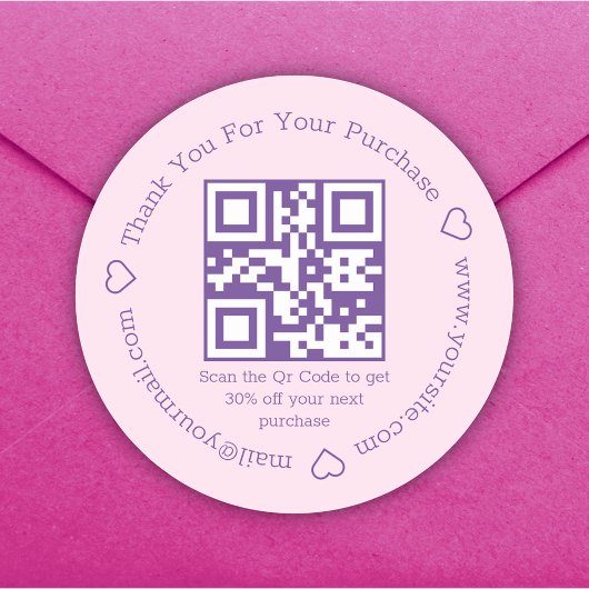 elegant bedankt voor uw zakelijke qr code roze paa ronde sticker