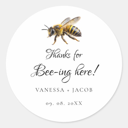 Elegant bedoeld om bruiloftsgunst te zijn ronde sticker (Voorkant)