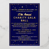 Elegant bedrijf Charity Gala Ball Blue Budget Folie Uitnodiging (Voorkant)